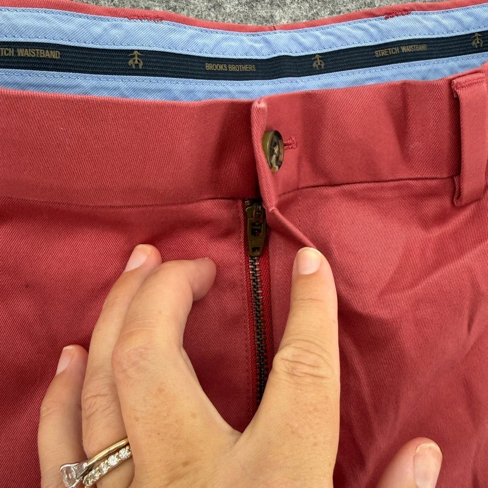 Brooks Brothers Advantage Chino Men 35W Red Pink NWT Waistband Flat Front
